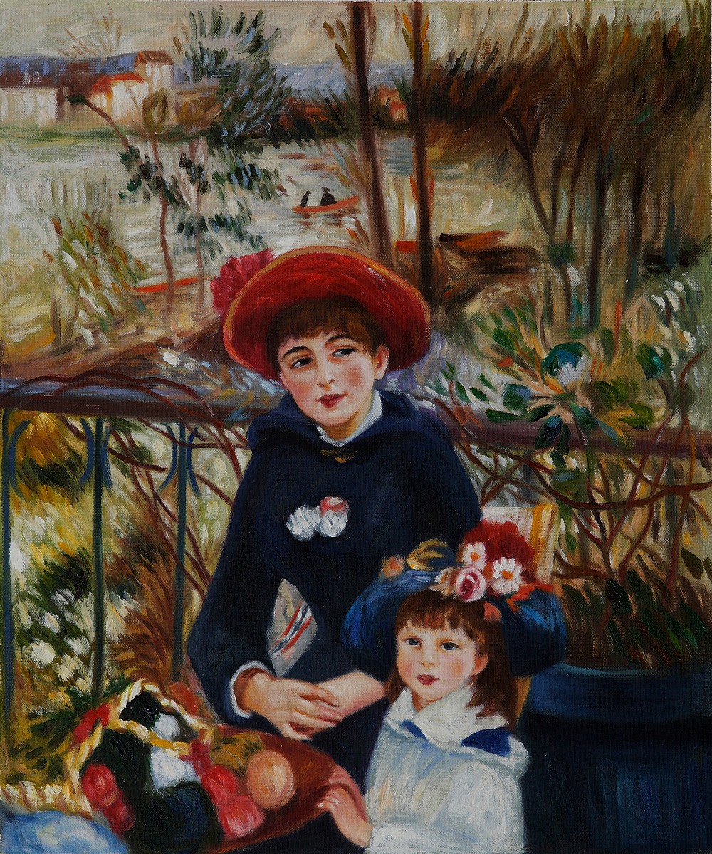 Two Sisters On the Terrace, 1881 - Pierre Auguste Renoir Painting